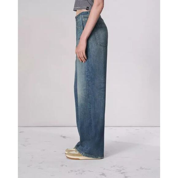 Rag & Bone Miramar Terry Wide-Leg Denim Pants in Lenox - XXS